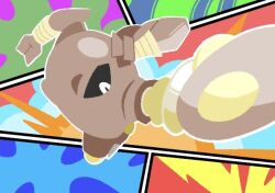 black_sclera cocoro_the_c colored_sclera commentary_request hitmonlee kicking legs no_humans pokemon pokemon_(creature) pokemon_focus simple_background solo 