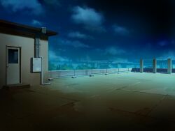  clouds cloudy_sky door game_asset industrial_pipe night no_humans non-web_source official_art rooftop scenery sky subarashiki_hibi urban variant_set visual_novel_cg 
