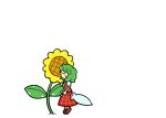  1girl ascot blush_stickers comic dora_e flower green_hair kazami_yuuka kiss plaid plaid_skirt plaid_vest short_hair silent_comic skirt skirt_set sunflower touhou umbrella 