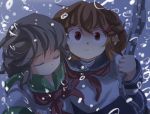  2girls black_hair brown_hair chain closed_eyes commentary_request crossover gaoo_(frpjx283) hair_ribbon highres ikazuchi_(kantai_collection) kantai_collection multiple_girls murasa_minamitsu neckerchief red_eyes ribbon touhou unconscious underwater water 