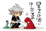  1boy arakune blazblue hose kuro_yuzu ragna_the_bloodedge silver_hair water 