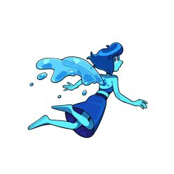  1girl barefoot blue_eyes blue_hair blue_skin colored_skin crop_top discount-supervillain gem gem_(steven_universe) homeworld_gem_uniform hydrokinesis lapis_lazuli_(steven_universe) liquid_wings short_hair solo steven_universe water 