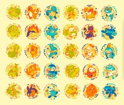  baby_animal bird browt bulbasaur cat charmander chespin chibi chibi_only chick chikorita chimchar chimpanzee commentary crocodile crocodilian cyndaquil duck fennec_fox fennekin fire froakie frog fuecoco gecko gecqua grookey highres holding holding_stick kitten litten lizard monkey mudkip no_humans oshawott otter owl penguin pig piplup pokemon pokemon_(creature) pokemon_focus pombon pomeranian_(dog) popplio quaxly rabbit rowlet salamander scorbunny sea_lion simple_background sn1vy snivy sobble sprigatito squirtle starter_pokemon_trio stick tepig torchic totodile treecko turtle turtwig yellow_background 