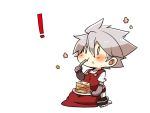  apron blazblue bread chibi eating food kuro_yuzu ragna_the_bloodedge silver_hair 