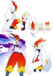  bright_pupils cinderace commentary_request dynamax evolutionary_line gigantamax gigantamax_cinderace highres multiple_views pokemon pokemon_(creature) raboot red_eyes red_fur scorbunny simple_background tail translation_request white_background white_fur white_pupils zl0dly5r0i35858 