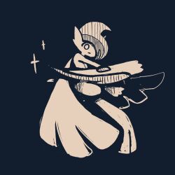  1boy arm_blade arm_up blending blue_background commentary fighting_stance full_body gallade hair_over_one_eye highres male_focus mega_gallade mega_pokemon mohawk monochrome nanami_marron one_eye_covered pokemon pokemon_(creature) simple_background solo sparkle standing weapon 