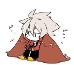  1boy :3 :t blazblue chibi kuro_yuzu ragna_the_bloodedge silver_hair sitting 