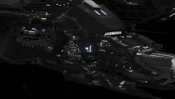  3d advanced_ship_(eve_online) after_effects_(medium) battleship_(eve_online) caldari_state_(eve_online) close-up combat_ship_(eve_online) commentary dark_background english_commentary eve_online glowing golem_(eve_online) grey_theme highres lai_dai_corporation_(eve_online) lightwave_(medium) lukeskydiver marauder_(eve_online) military_vehicle no_humans outdoors photoshop_(medium) radio_antenna raven_(eve_online) realistic redesign science_fiction space spacecraft star_(sky) starry_sky_background tech_2_ship_(eve_online) vehicle_focus 