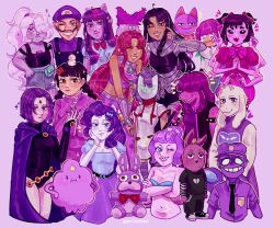  absurdres adventure_time amethyst_(steven_universe) animal_crossing artist_name austin_(backyardigans) black_hair blackfire bob_(animal_crossing) bonnie_(fnaf) bow cala_maria_(cuphead) cat_boy character_doll character_request chowder_(character) chowder_(series) color_connection colored_skin cookie_run copyright_request crossover cuphead_(game) dc_comics deltarune doll facial_hair five_nights_at_freddy's gem_(steven_universe) goat_girl hair_bow hat highres kangaroo_boy lumpy_space_princess muffet multicolored_hair multiple_crossover mustache my_little_pony my_little_pony:_equestria_girls my_little_pony:_friendship_is_magic myyoupink onion_cookie pink_hair purple_background purple_hair purple_hat purple_skin purple_theme rarity_(equestria_girls) rarity_(my_little_pony) raven_(dc) reptile_girl short_twintails siblings simple_background sisters starfire steven_universe streaked_hair stuffed_toy super_mario_bros. susie_(dark_world)_(deltarune) susie_(deltarune) teen_titans the_backyardigans toriel twilight_sparkle twilight_sparkle_(human) twintails undertale utdr_(toby_fox) waluigi white_skin william_afton 