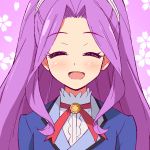  1girl 9law aikatsu! blush bust closed_eyes facing_viewer kanzaki_mizuki long_hair open_mouth purple_hair smile solo 