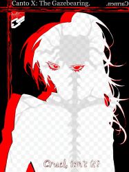  absurdres black_background carmen_(project_moon) english_text highres library_of_ruina outline project_moon red_eyes red_outline see-through_body self-upload skvina 
