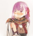  1girl fate/stay_night fate_(series) matou_sakura purple_hair ribbon scarf solo tam_(cuq) vest violet_eyes 