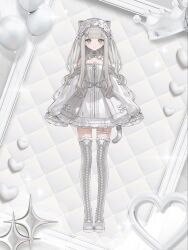  1girl :3 animal_ear_fluff animal_ears bell blunt_bangs blush boots bow breasts cat_ears cat_girl cat_tail cat_zipper chino_(valis) chocoan detached_collar detached_sleeves dress frilled_boots frilled_dress frilled_footwear frilled_sleeves frills hair_ornament highres kamitsubaki_studio lace-up_boots long_hair long_sleeves looking_at_viewer maid_headdress o-ring official_alternate_costume sidelocks sinsekai_record sleeveless sleeveless_dress sleeves_past_wrists small_breasts tail tail_bell tail_ornament thigh_boots thigh_strap valis_(sinsekai) wavy_hair white_boots white_bow white_eyes white_hair wide_sleeves zipper zipper_pull_tab 
