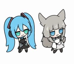 animated_gif arknights arknights:_endfield dancing fortnite hatsune_miku long_hair multiple_girls nepnepping perlica_(arknights) twintails vocaloid