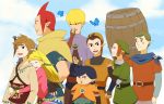  absurdres barrel black_hair blonde_hair bracelet brown_hair butterfly cawlin earrings fledge gloves groose hat highres hug jewelry karane link long_hair nintendo otton pipit pointy_ears princess_zelda redhead skyward_sword smile strich the_legend_of_zelda uniform 