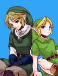  belt blonde_hair blue_eyes dual_persona earrings gloves hat jewelry link nintendo ocarina_of_time pointy_ears smile suzuno_(kazahanasu) the_legend_of_zelda twilight_princess younger 