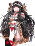  black_hair breasts cleavage dress fingerless_gloves gj gloves gothic_lolita hairband heart lolita_fashion lolita_hairband long_hair nail_polish official_art red_eyes ribbon skull sousei_ragnavein thigh-highs very_long_hair zettai_ryouiki 