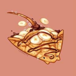  artist_name banana banana_slice chocolate crepe food food_art food_focus fruit manta_ray no_humans oddarette original simple_background sparkle 