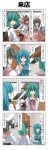  &gt;_&lt; 4koma 5girls alternate_costume animal_ears apron aqua_hair bell black_hair bow brown_eyes brown_hair closed_eyes comic door futatsuiwa_mamizou green_eyes green_hair heterochromia highres houjuu_nue kasodani_kyouko long_sleeves multiple_girls murasa_minamitsu open_mouth raccoon_ears raccoon_tail rappa_(rappaya) restaurant shirt smile tail tatara_kogasa touhou translation_request turning 