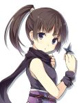  :o black_eyes brown_hair hime_cut long_hair ninja obi original ponytail reimin scarf shuriken wristband 