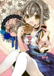  1girl black_hair brown_eyes choker dress feeding food food_on_face mont_blanc_(food) musou_yuchi open_mouth original pantyhose pov_feeding puffy_sleeves sitting solo wreath 