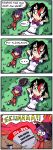  4koma black_eyes bowl bowtie comic finnish kijin_seija lying multicolored_hair newspaper on_back purple_hair setz streaked_hair sukuna_shinmyoumaru touhou translated violet_eyes 