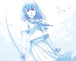 1girl blue drawr kill_la_kill kiryuuin_satsuki school_uniform serafuku short_hair skirt solo sword weapon yoshinori_(fmn) younger 