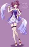  1girl aikatsu! clearite fishnet_legwear fishnets long_hair minowa_hikari purple_background purple_hair simple_background solo thighhighs violet_eyes 