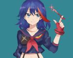  black_hair blue_eyes gloves kill_la_kill matoi_ryuuko senketsu smile sword weapon yosimurarisa 
