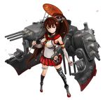  1girl brown_hair hironox kantai_collection long_hair looking_at_viewer personification ponytail red_eyes solo thigh-highs very_long_hair yamato_(kantai_collection) 