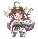  4girls ahoge animalization bare_shoulders brown_hair chibi detached_sleeves double_bun glasses greenteaneko hair_ornament hairband haruna_(kantai_collection) hiei_(kantai_collection) japanese_clothes kantai_collection kirishima_(kantai_collection) kongou_(kantai_collection) long_hair multiple_girls open_mouth personification star star-shaped_pupils symbol-shaped_pupils white_background 