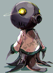  animal_crossing animal_crossing:_new_horizons cephalobot_(animal_crossing) commentary_request full_body grey_background highres karasu_mp3 octopus shirt simple_background tentacles white_shirt yellow_eyes 