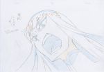  1girl commentary highres key_frame kill_la_kill kiryuuin_satsuki official_art panicking partially_colored production_art production_note promotional_art screaming simple_background sketch trigger_(company) white_background 