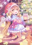  1girl barefoot bf._(sogogiching) blonde_hair candle christmas hat kneeling solo twintails wings yellow_eyes 