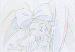  1girl bow commentary eyepatch harime_nui kill_la_kill lowres production_art production_note promotional_art simple_background sketch trigger_(company) white_background 