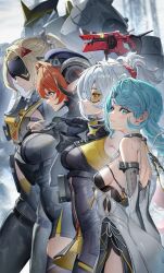 1boy long_hair looking_at_viewer magus_(zenless_zone_zero) multiple_girls orphie_magnusson seed_(zenless_zone_zero) seed_sr. smile soldier_11_(zenless_zone_zero) trigger_(zenless_zone_zero) zenless_zone_zero