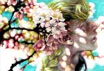  1boy blonde_hair cherry_blossoms closed_eyes eyelashes flower giorno_giovanna gonoji_(caligori) jojo_no_kimyou_na_bouken marker_(medium) profile solo traditional_media watercolor_(medium) 