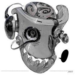 brain disembodied_head greyscale highres monochrome original robot simple_background white_background wire xkl3001 