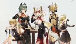 animal_ears burnice_white caesar_king_(zenless_zone_zero) long_hair luciana_de_montefio medium_hair multiple_girls piper_wheel pulchra_fellini zenless_zone_zero