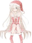  blonde_hair blue_eyes christmas hat hiro_(hirohiro31) long_hair original santa_costume santa_hat wink 