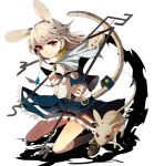  1girl animal_ears arm_ribbon capelet dowsing_rod fumiko_(miruyuana) gem highres jewelry juliet_sleeves kneeling long_sleeves looking_at_viewer mouse mouse_ears mouse_tail nazrin necklace personification puffy_sleeves red_eyes shirt skirt solo tail touhou vest 