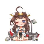 4girls ahoge animalization bare_shoulders brown_hair chibi detached_sleeves double_bun glasses greenteaneko hair_ornament hairband haruna_(kantai_collection) hiei_(kantai_collection) japanese_clothes kantai_collection kirishima_(kantai_collection) kongou_(kantai_collection) long_hair multiple_girls open_mouth star star-shaped_pupils symbol-shaped_pupils white_background 