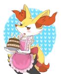  apron blush braixen cake food no_humans pokemon pokemon_(creature) pokemon_(game) pokemon_xy shida_shokubutsu 