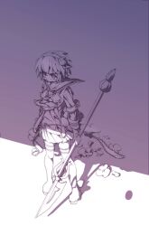  1girl armband boro_(tn-boro) bud commentary_request flower hair_flower hair_ornament hairband highres holding holding_polearm holding_weapon magical_girl mahou_shoujo_ikusei_keikaku pleated_skirt polearm sailor_collar school_uniform short_hair skirt snow_white_(mahoiku) spear thigh-highs weapon white_thighhighs 