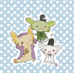  animal_focus animalization axolotl commentary_request hat holding mononobe_no_futo no_humans polka_dot polka_dot_background soga_no_tojiko touhou toyosatomimi_no_miko wssjzwcmd 