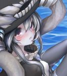  1girl blush bodysuit breasts hachachi highres kantai_collection long_hair looking_at_viewer open_mouth pale_skin personification shinkaisei-kan silver_hair solo tears violet_eyes wo-class_aircraft_carrier 
