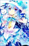  1girl blue_eyes blue_hair cape hat hatsune_miku highres magical_girl pantyhose rabbit remimim skirt snowflakes solo vocaloid yuki_miku 