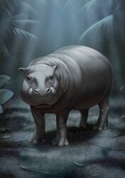  animal animal_focus animalization artist_request black_eyes black_skin closed_mouth colored_skin commentary_request dirt forest hippopotamus kemono_friends leaf looking_at_viewer nature no_humans official_art outdoors partial_commentary pygmy_hippopotamus pygmy_hippopotamus_(kemono_friends) recursive_animalization shiny_skin solo 