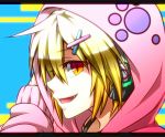  blonde_hair hair_ornament hairclip headphones hoodie letterboxed nora_wanko open_mouth original profile short_hair smile solo 
