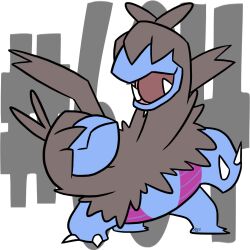  black_fur blue_fur claws covered_eyes crantime fangs multiple_heads no_humans open_mouth pokedex_number pokemon pokemon_(creature) solo two-tone_fur zweilous 